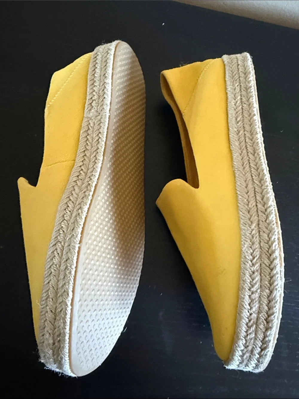 TOMS Alpargata Yellow Leather Slip On Espadrille Shoes Women's Size 9.5 NEW